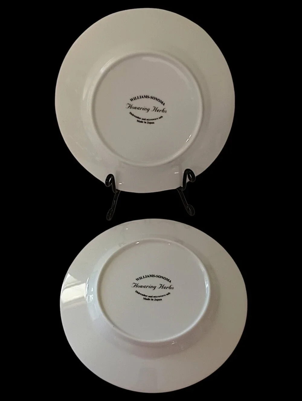 2 Williams Sonoma Flowering Herbs Salad Plates Yellow Burnet Purple Butterfly
